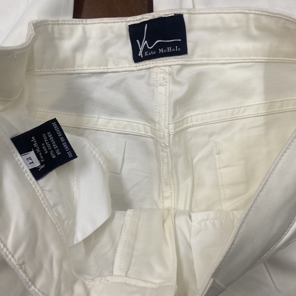 NEW KATE MCHALE white dress pants relaxed straight high waist trousers - Picture 6 of 9